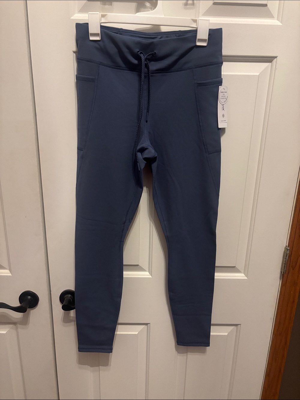 90 Degree By Reflex Navy Blue Drawstring Active Leggings
